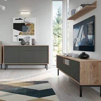 Wohnwand im skandinavischen Stil Inspiration für ein helles Wohnzimmer